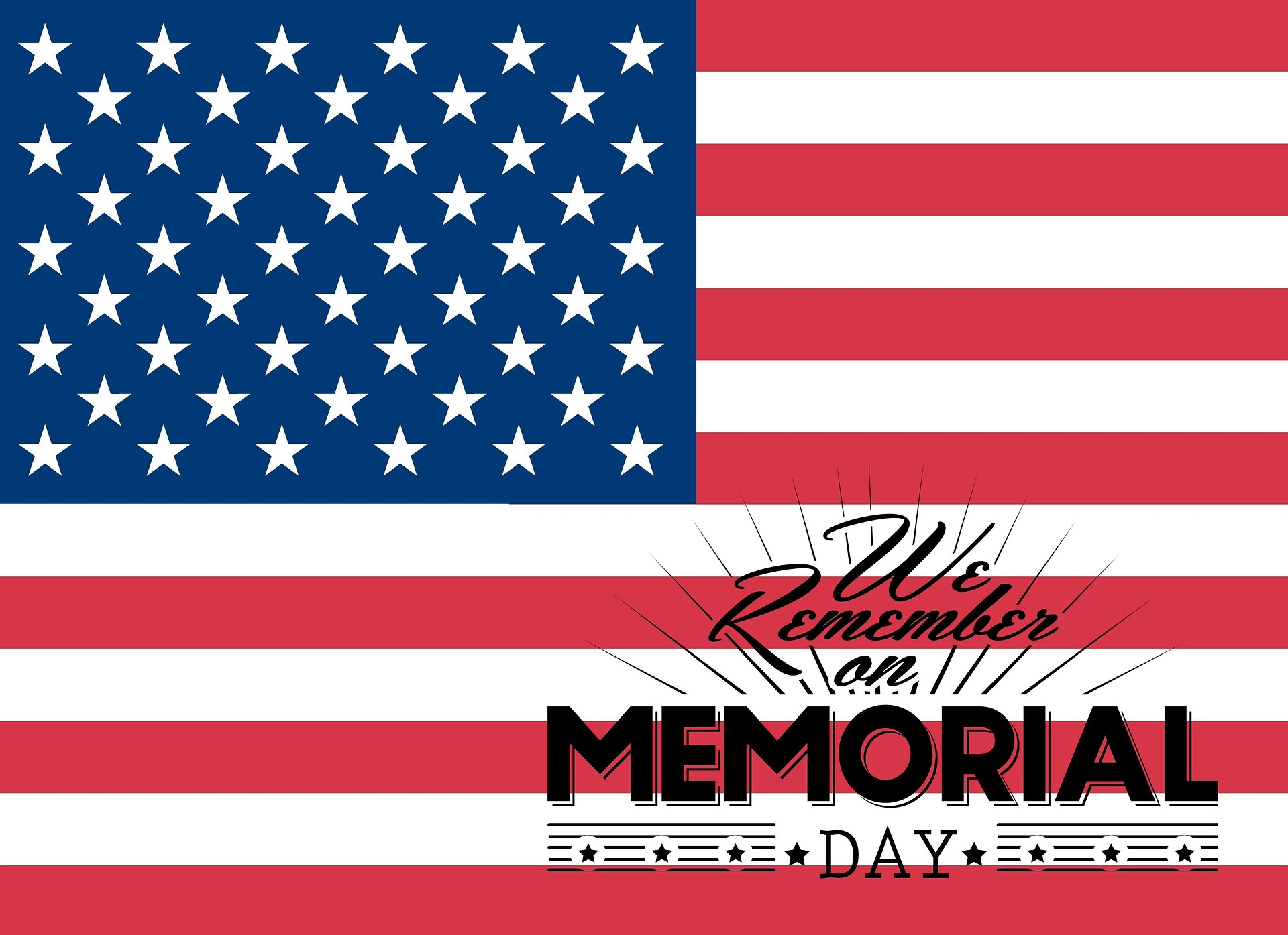 Image of USA flag with text : We remember Memorial Day