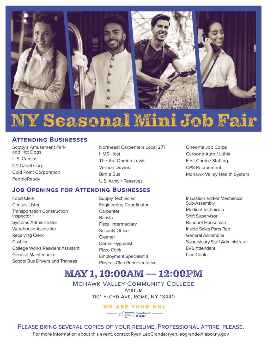 Seasonal Job Fair Wednesday, May 1st Working Solutions