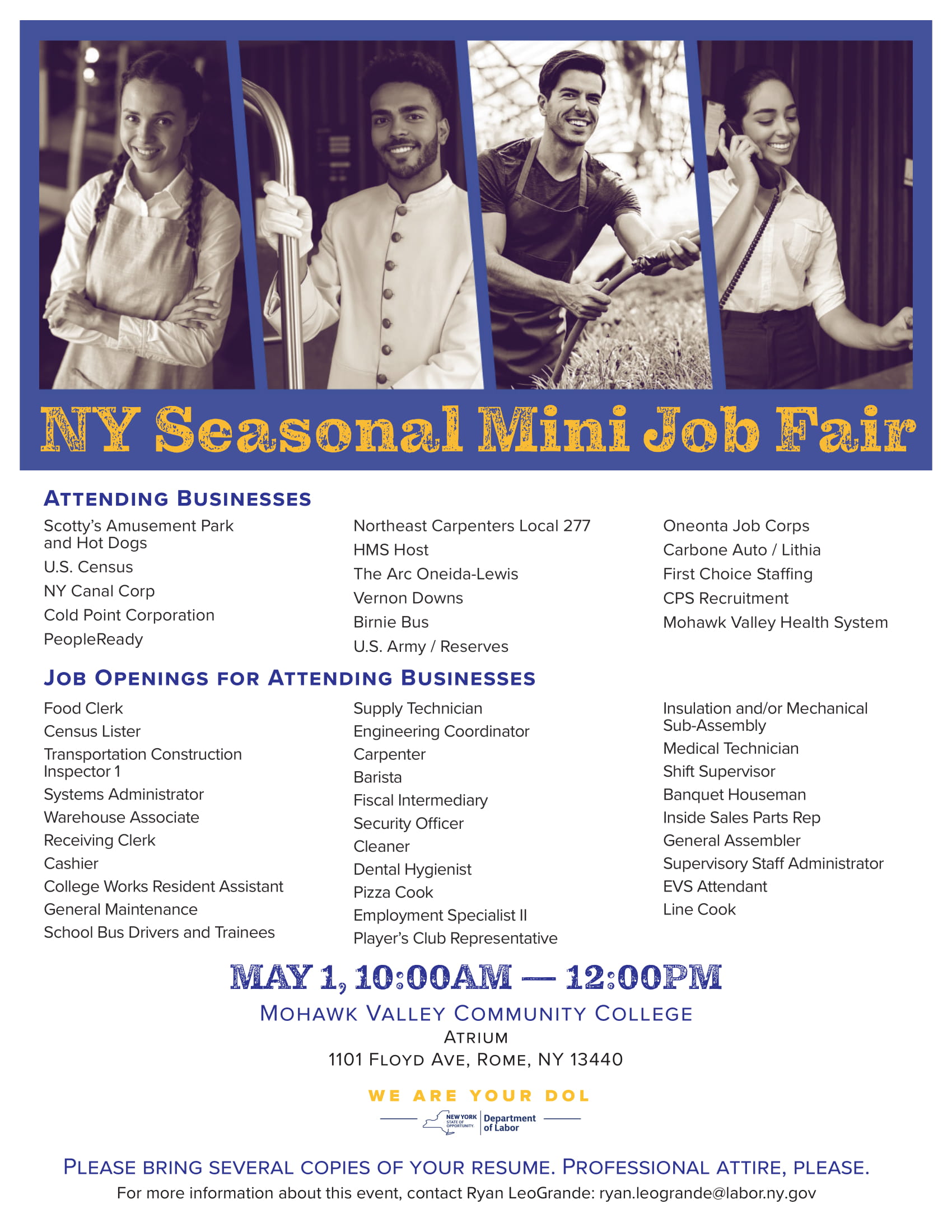 Seasonal Job Fair Wednesday, May 1st Working Solutions