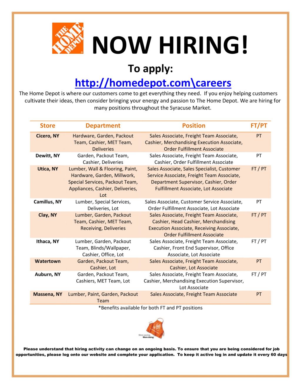 Home Depot is Hiring! Working Solutions